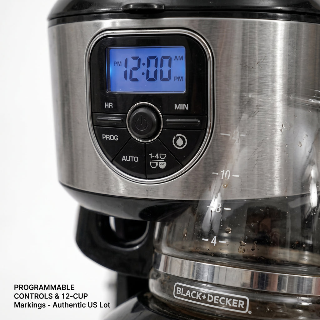 Black+Decker 12-Cup Programmable Digital Coffee Maker (US Lot Stock) – Auto-Brew Drip Machine