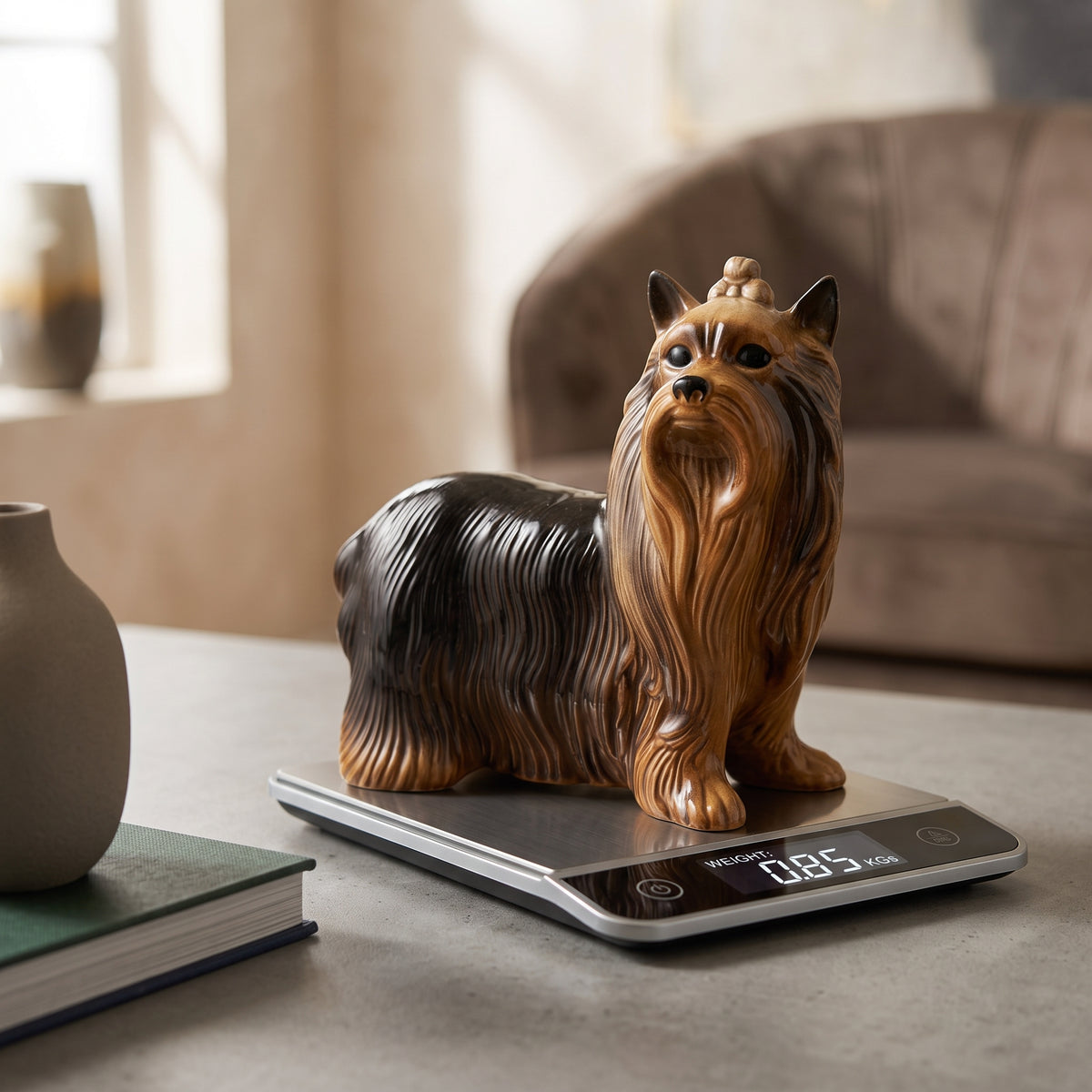 Handcrafted Vintage Ceramic Yorkshire Terrier Figurine – High-Gloss Glazed Porcelain Yorkie Statue for Luxury Home Decor & Pet Lovers