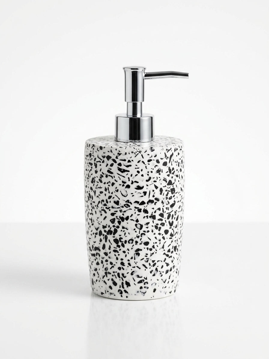 Handcrafted Terrazzo Stone Liquid Soap Dispenser with Rust-Proof Chrome Pump