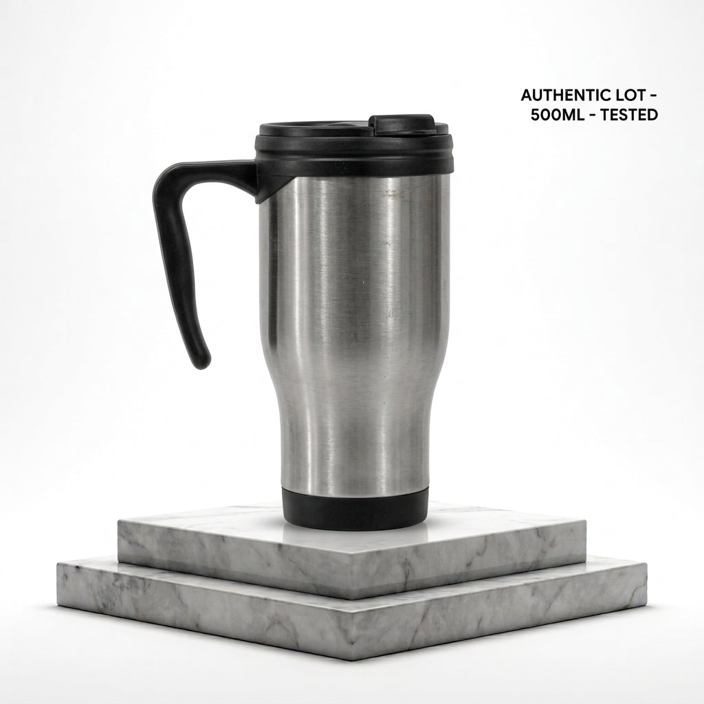 Stainless Steel Insulated Travel Mug with Handle (500ml) – Spill-Resistant Car Tumbler