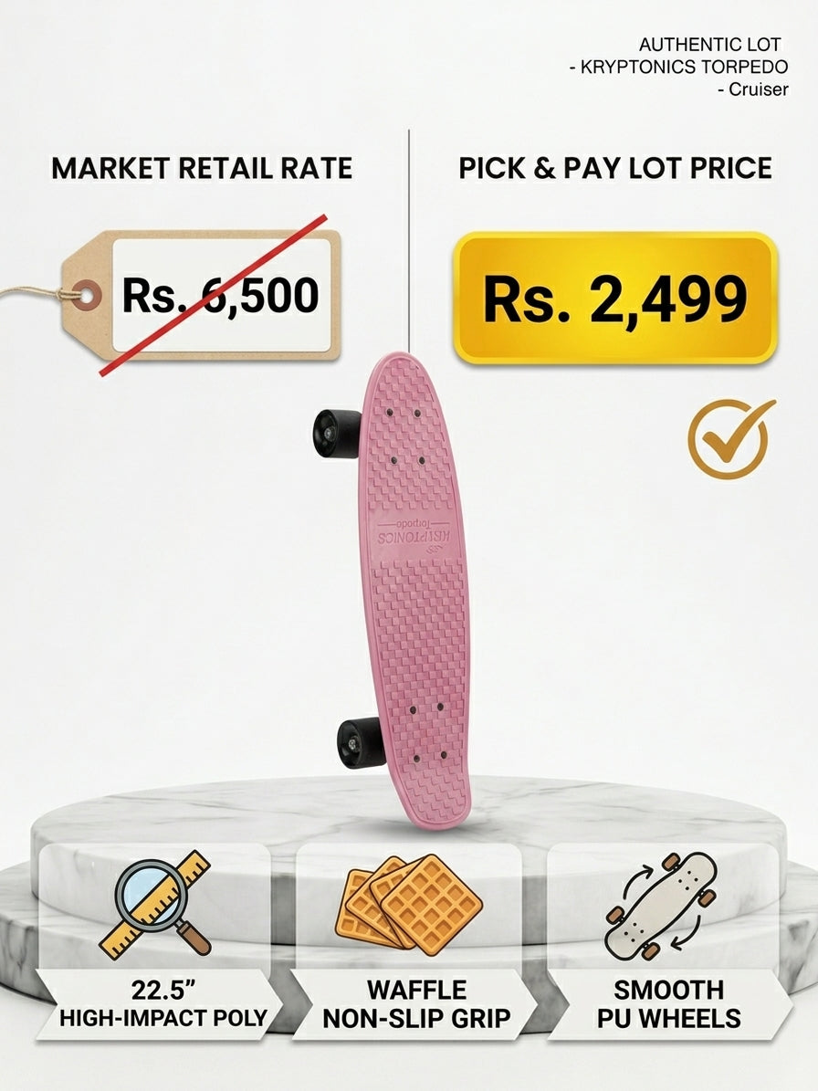 Kryptonics Torpedo 22.5" Retro Cruiser Skateboard – High-Impact Plastic Penny Board