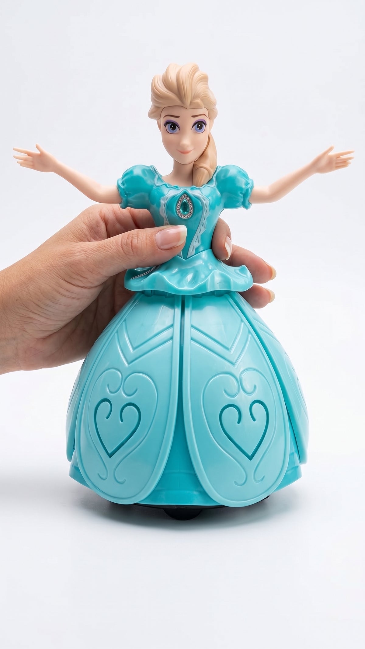 360° Rotating Musical Dancing Princess Doll – Petal Blossoming Skirt with 3D LED Projection Lights & Bump-and-Go Action (Ages 3+)