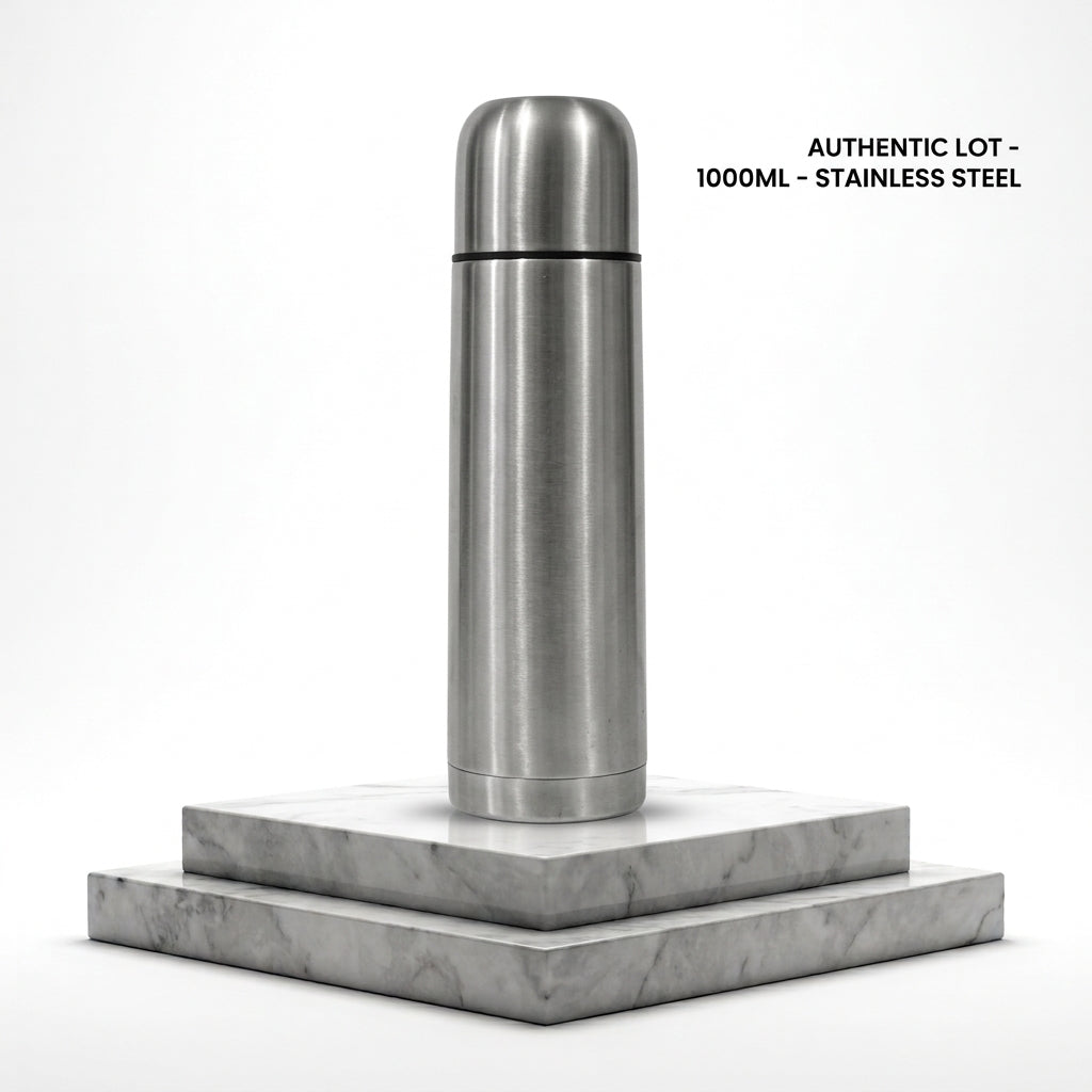 Double-Wall Stainless Steel Vacuum Thermos Flask (1000ml / 1 Liter) – Hot & Cold Bullet Bottle