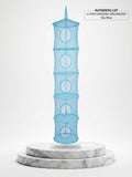 6-Tier Hanging Mesh Storage Organizer (Sky Blue) – Collapsible Wardrobe, Toy & Laundry Net