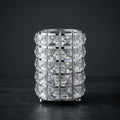 Handcrafted Silver Crystal Cylinder Table Lamp & Candle Lantern – Luxury Faceted Glass Home Decor