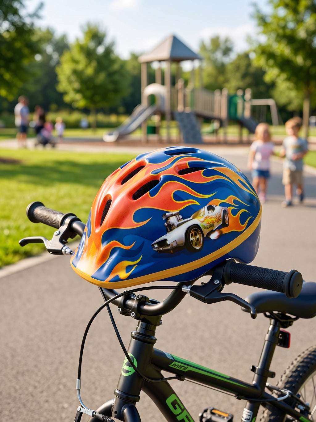 Hot Wheels Rodger Dodger Kids Bike Helmet – Fire Flame Adjustable Safety Helmet for Cycling, Scootering & Skating (Ages 3–8)
