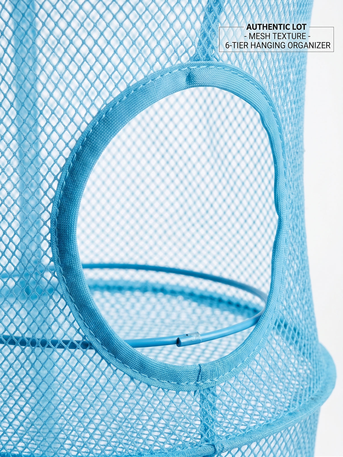 6-Tier Hanging Mesh Storage Organizer (Sky Blue) – Collapsible Wardrobe, Toy & Laundry Net