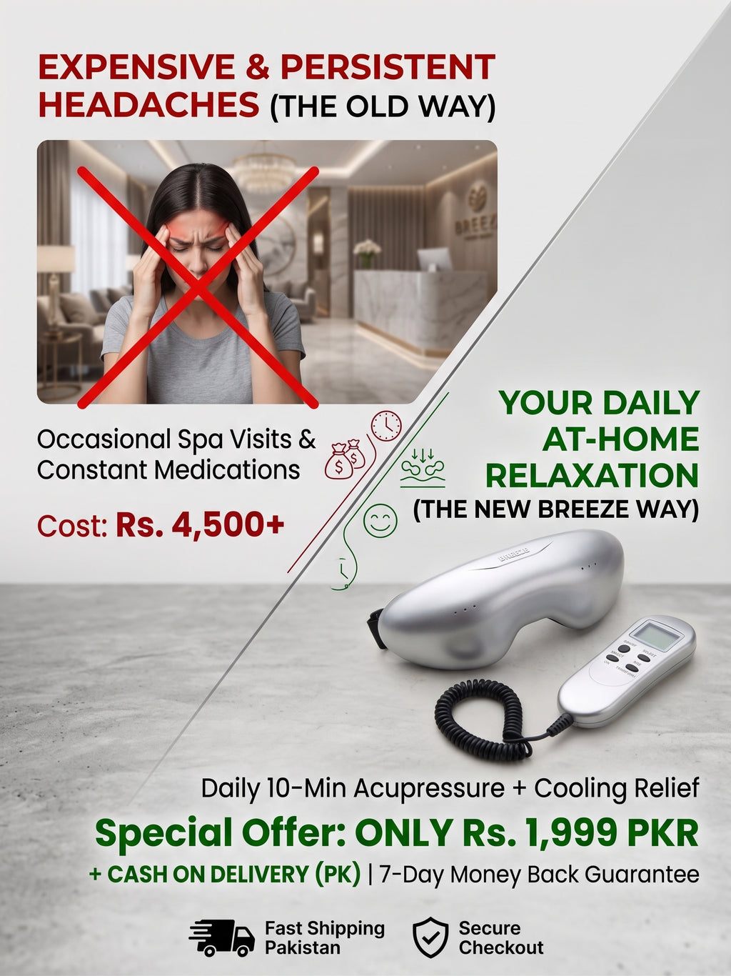 BREEZE® Electric Eye & Brain Relaxer – Multi-Frequency Acupressure Eye Massager with Vibration Therapy for Screen Fatigue, Headaches & Deep Sleep