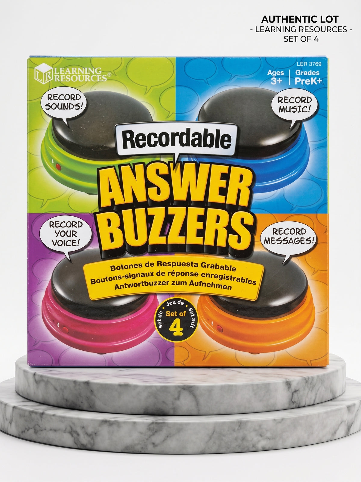Learning Resources Recordable Answer Buzzers (Set of 4) – Custom Audio Game & Classroom Buttons (LER 3769)